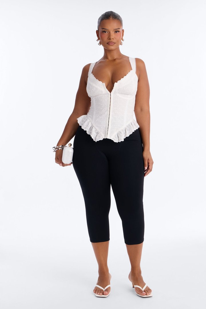 Soft Love Voile Sleeveless Corset Top - White