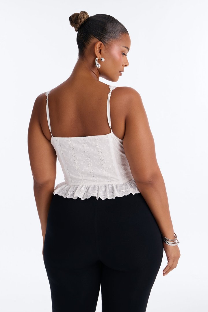 Soft Love Voile Sleeveless Corset Top - White