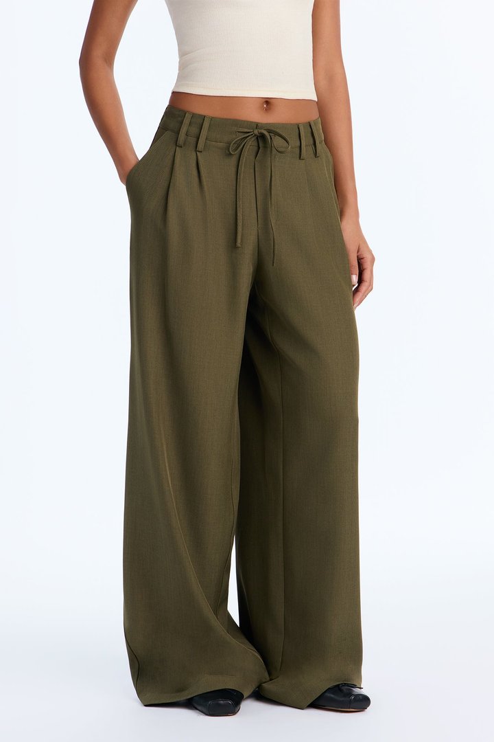 Cami Wide Leg Trouser Pant - Olive