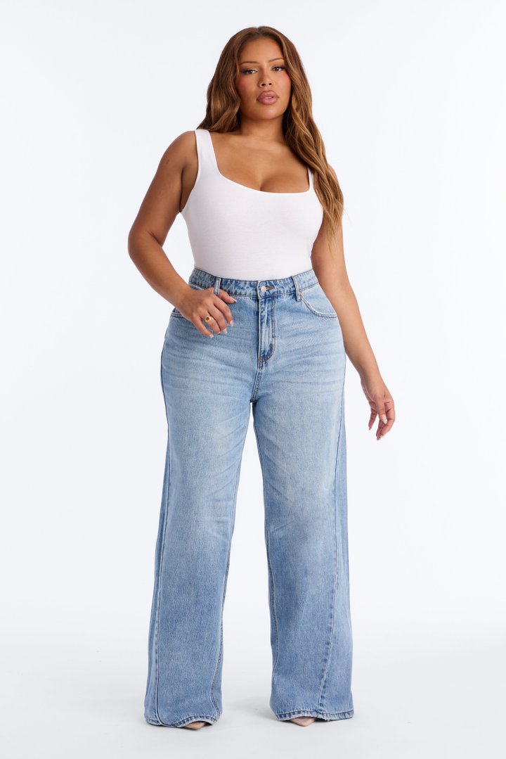 Chicago Edition Non Stretch Wide Leg Jeans - Medium Wash