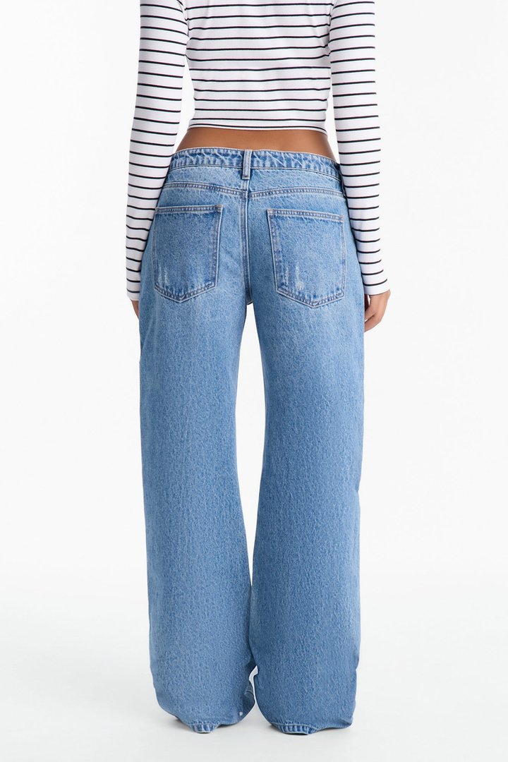 Malibu High Rise Ripped Straight Leg Jeans - Medium Wash
