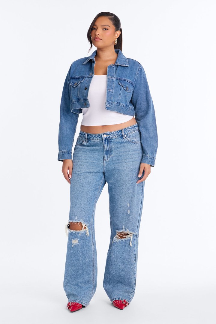Malibu High Rise Ripped Straight Leg Jeans - Medium Wash