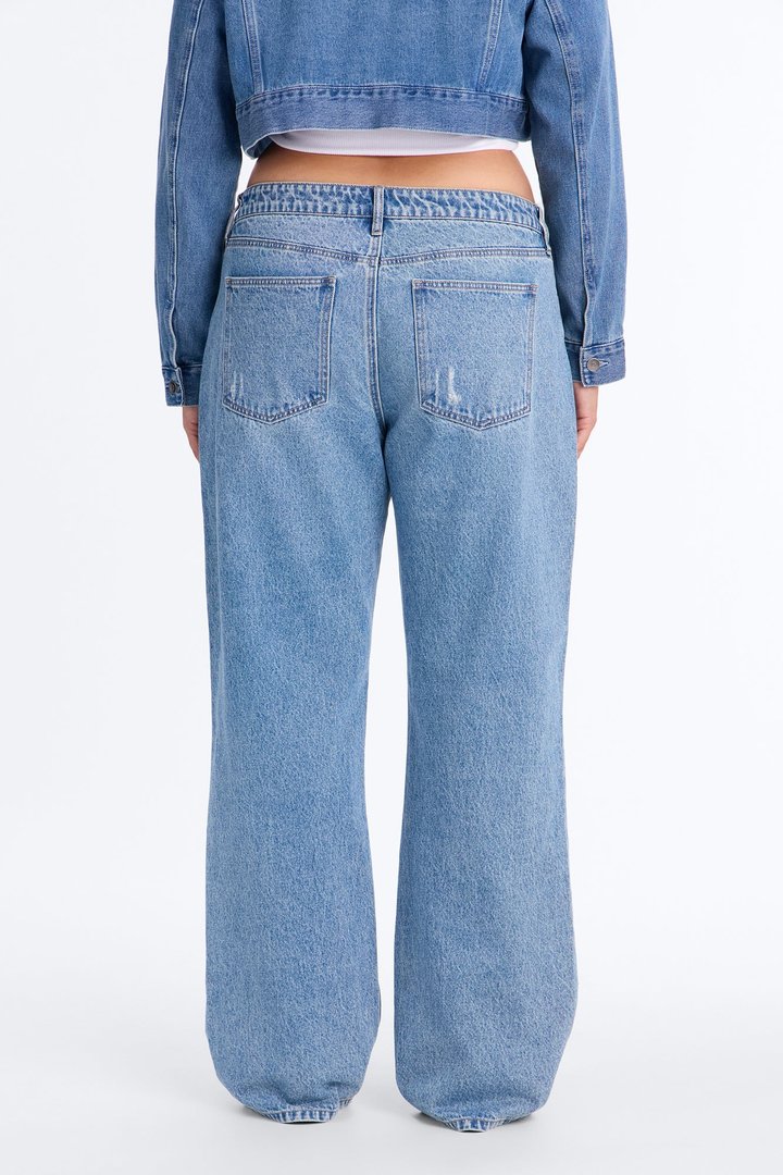 Malibu High Rise Ripped Straight Leg Jeans - Medium Wash