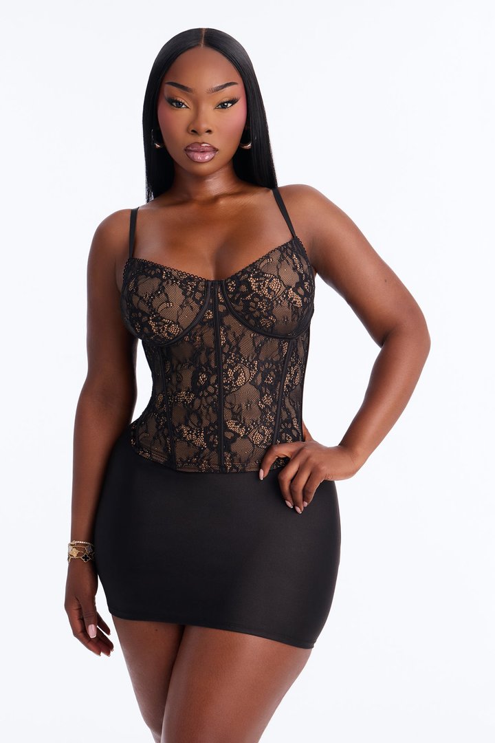Marina Lace Corset Top - Black