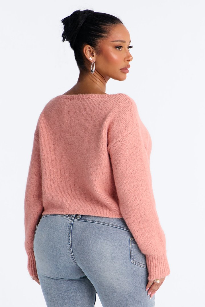 Lenah One Shoulder Pullover Sweater - Mauve