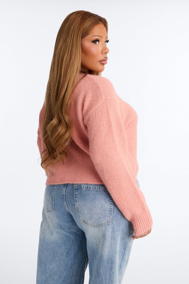Lenah One Shoulder Pullover Sweater - Mauve