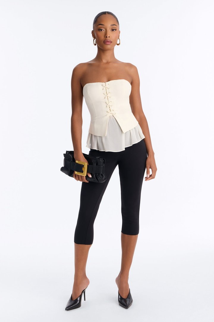 Affectionate Call Lace Up Top - Ivory
