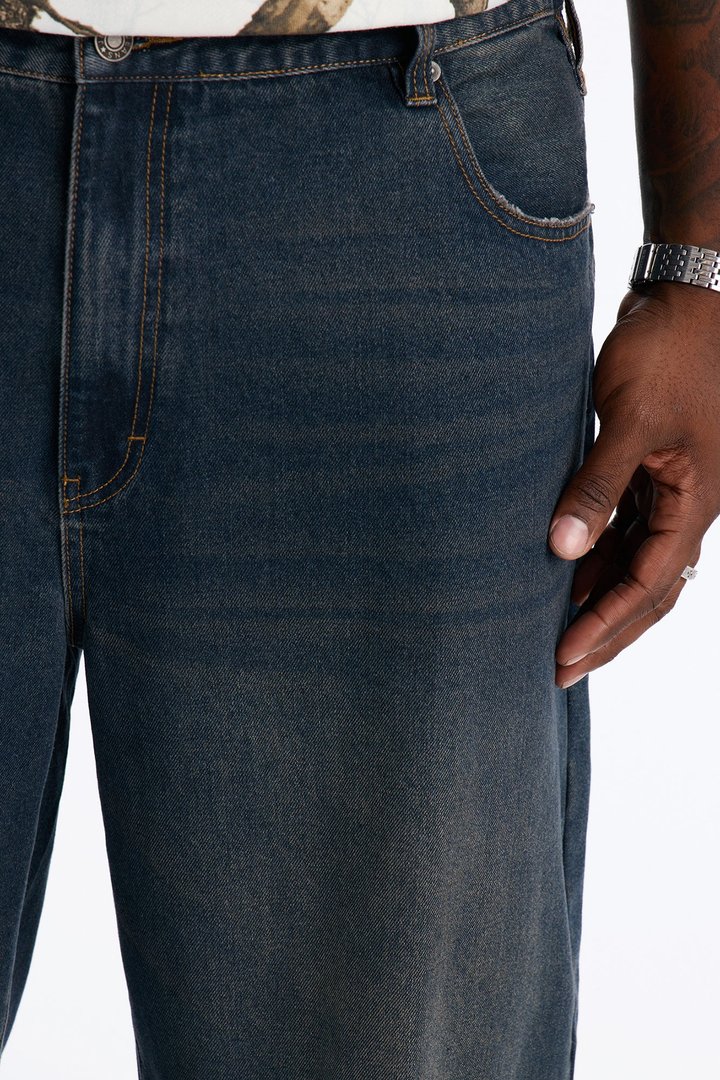 Baggy Edinburgh Distressed Jeans - Dark Wash