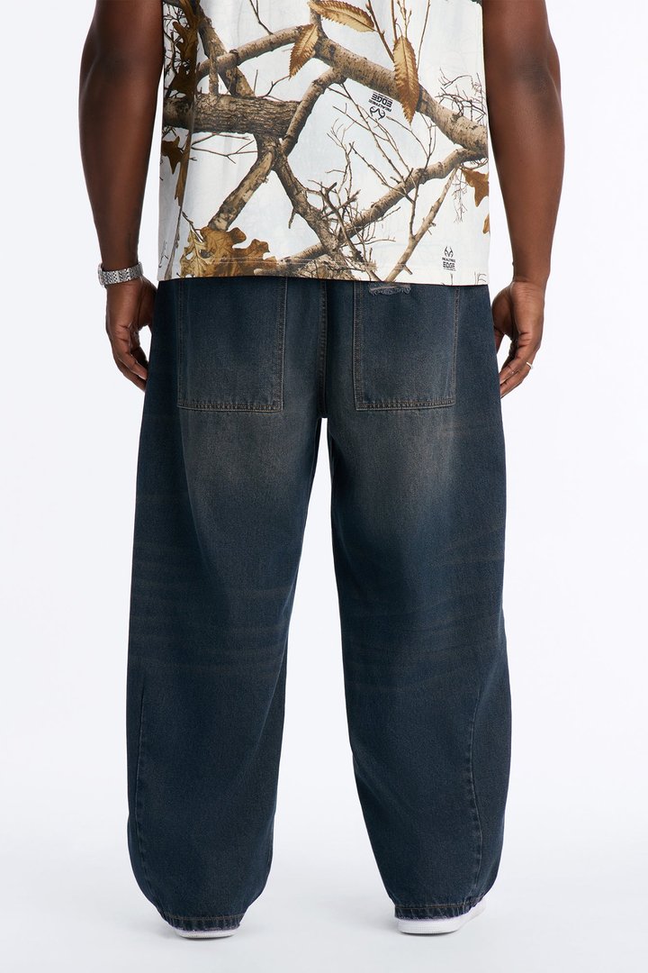 Baggy Edinburgh Distressed Jeans - Dark Wash
