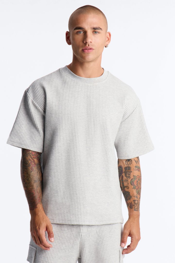 Relaxed Waffle Short Sleeve Tee - Grey