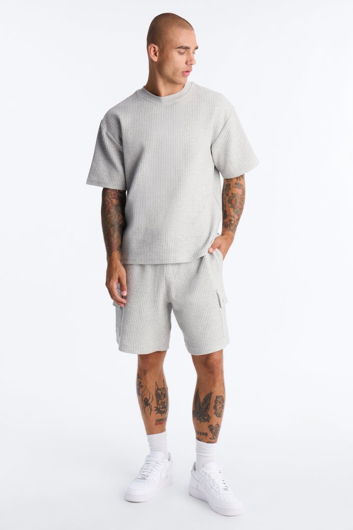Relaxed Waffle Short Sleeve Tee - Grey