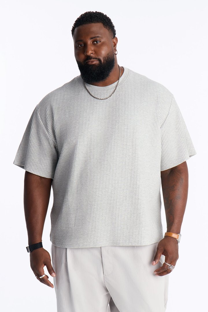 Relaxed Waffle Short Sleeve Tee - Grey
