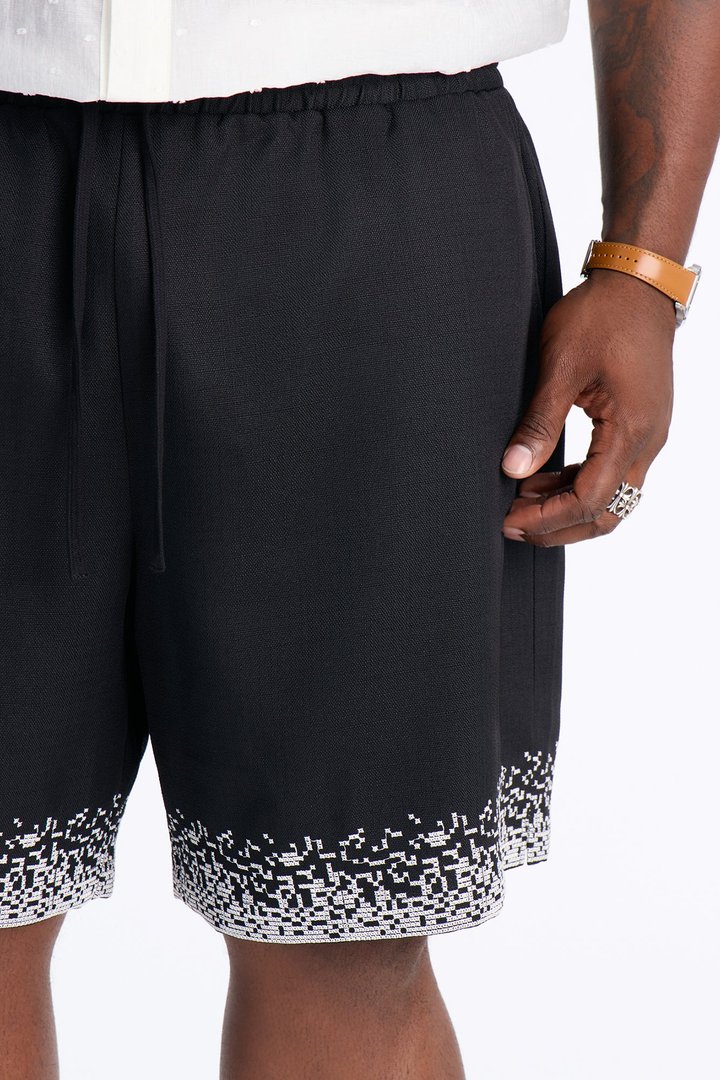 Relaxed Cascade Embroidered Short - Black/combo