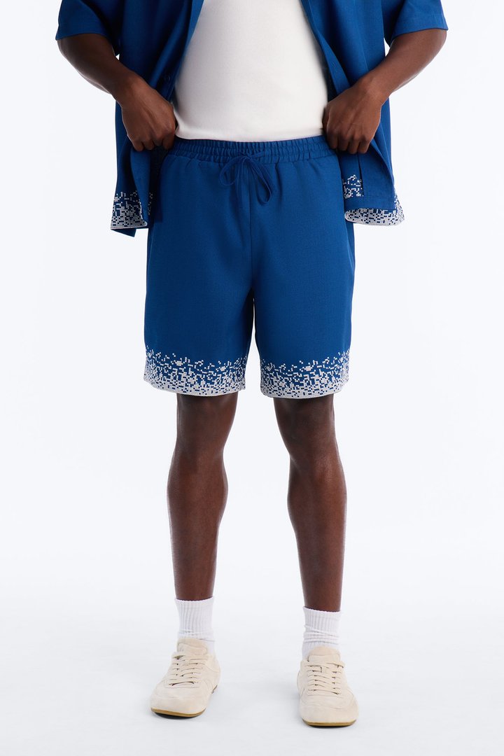 Relaxed Cascade Embroidered Short - Navy/combo