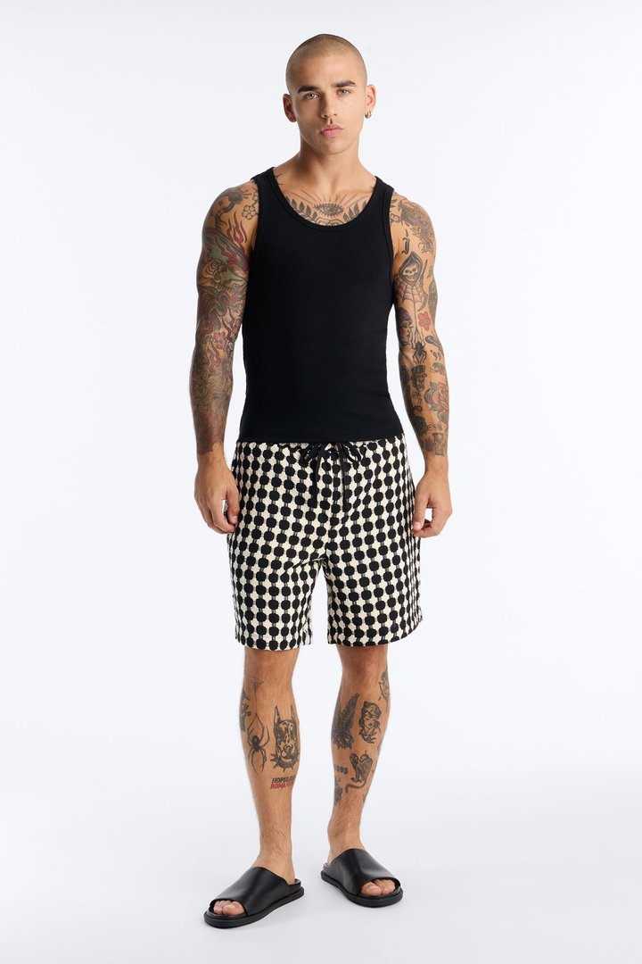 Relaxed Weaved Jacquard Short - Black