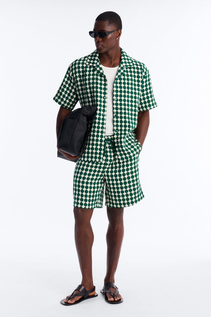Relaxed Weaved Jacquard Short - Green