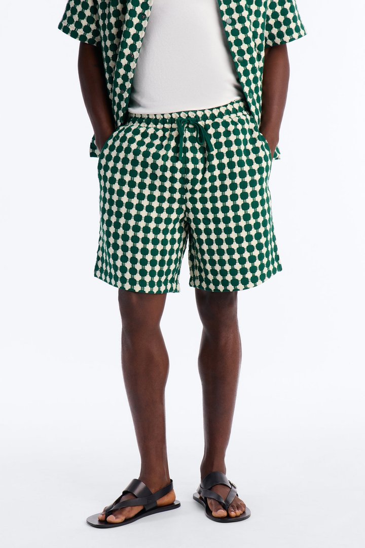 Relaxed Weaved Jacquard Short - Green