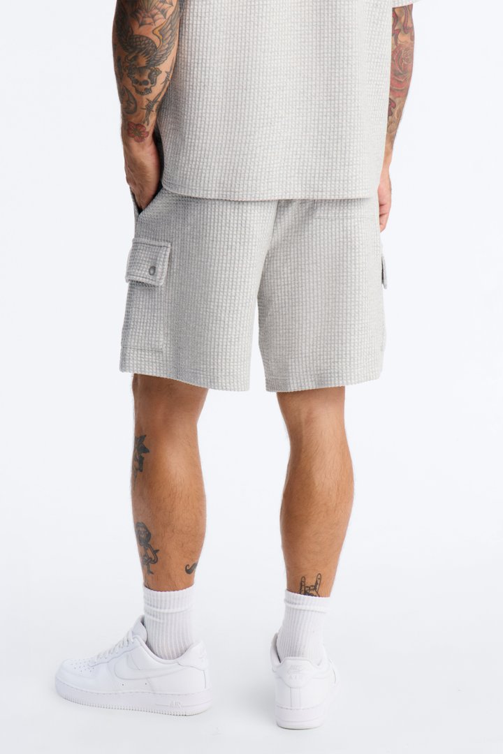 Relaxed Waffle Cargo Short - Grey