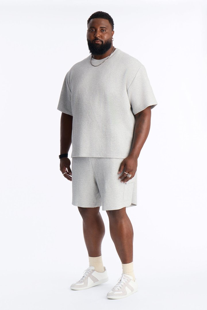 Relaxed Waffle Cargo Short - Grey