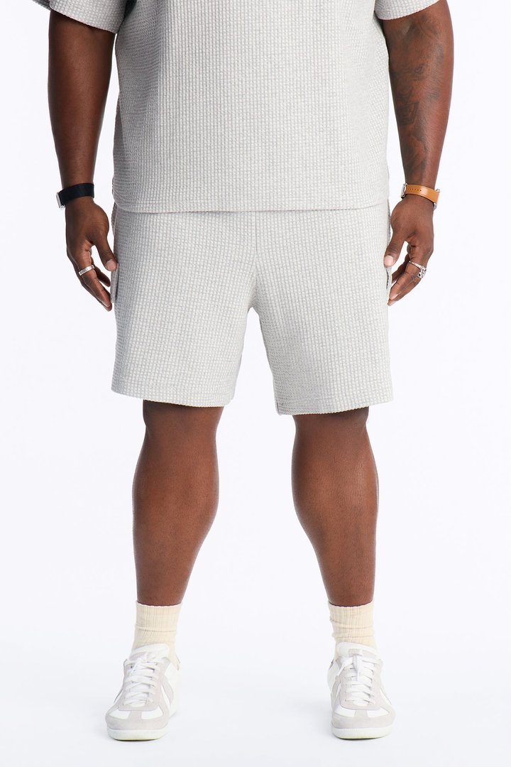 Relaxed Waffle Cargo Short - Grey