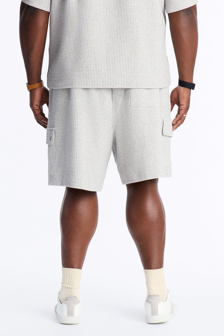 Relaxed Waffle Cargo Short - Grey