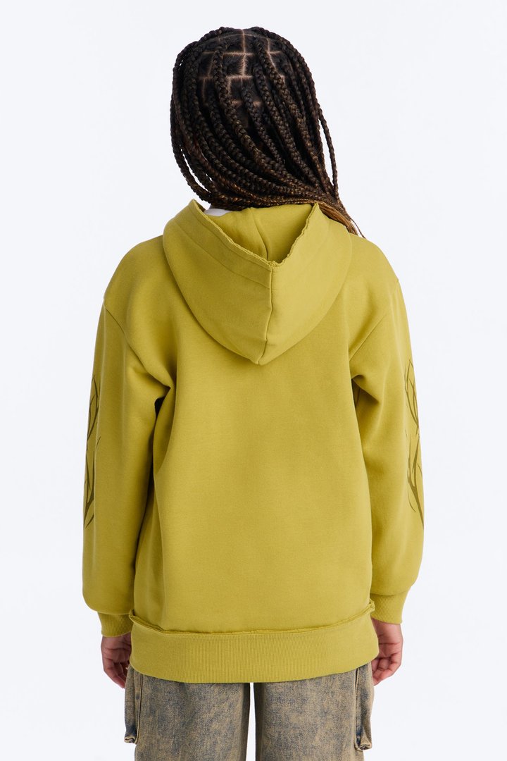 Mini Fearless Club Washed Fleece Hoodie - Chartreuse