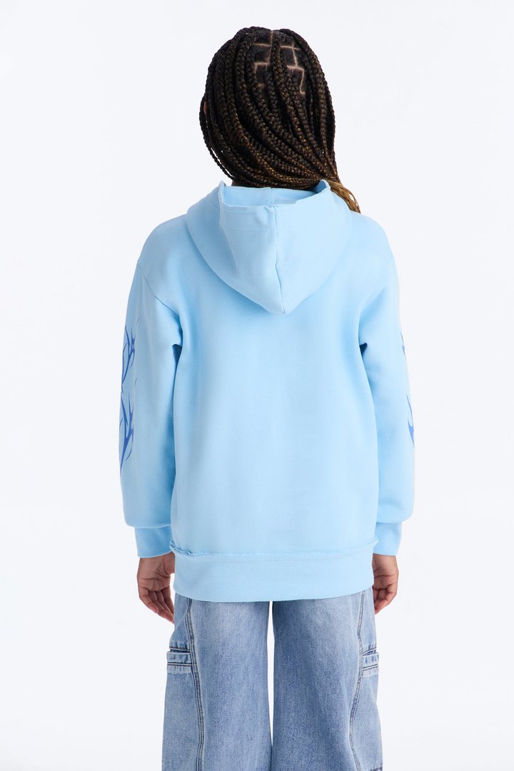Mini Fearless Club Washed Fleece Hoodie - Light Blue