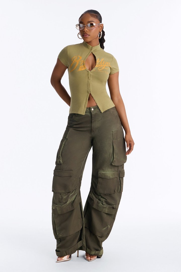 Brooklyn Fitted Hook And Eye Top - Olive