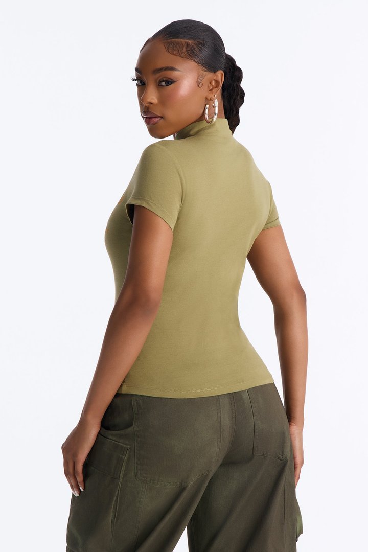 Brooklyn Fitted Hook And Eye Top - Olive