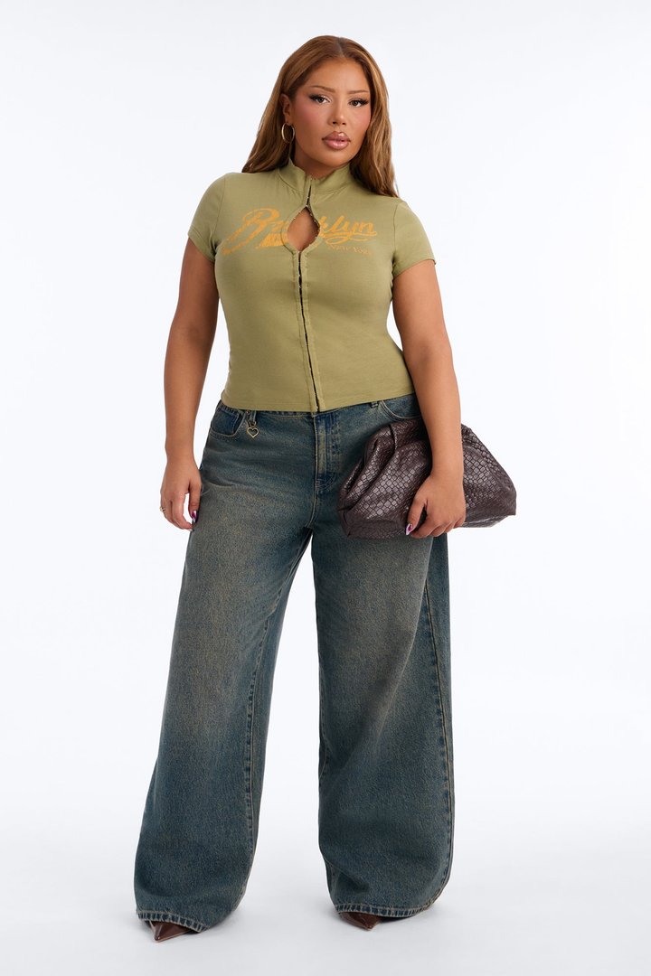 Brooklyn Fitted Hook And Eye Top - Olive