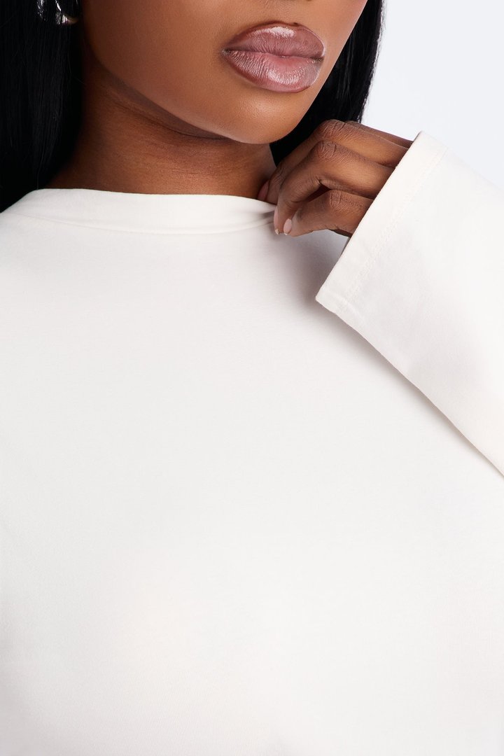 Krissy Cinched Waist Long Sleeve T-Shirt - Cream
