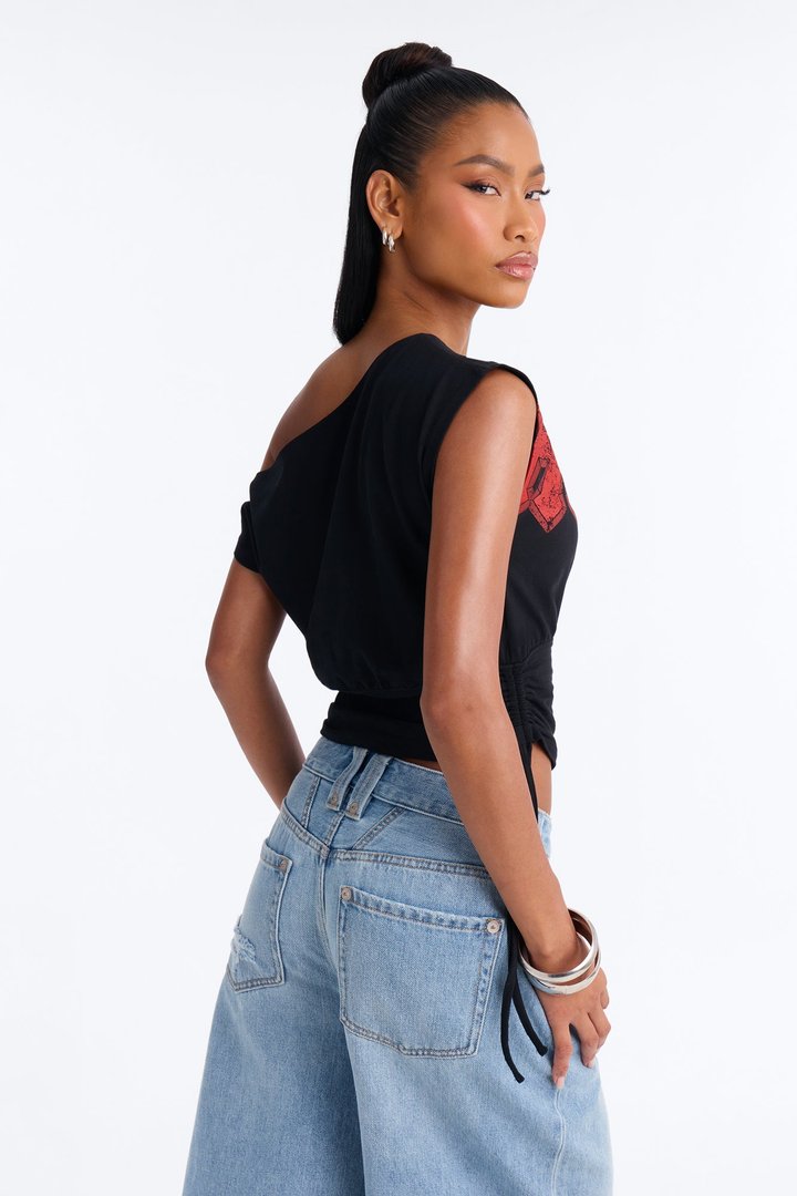 ACDC Ruched Off Shoulder Top - Black