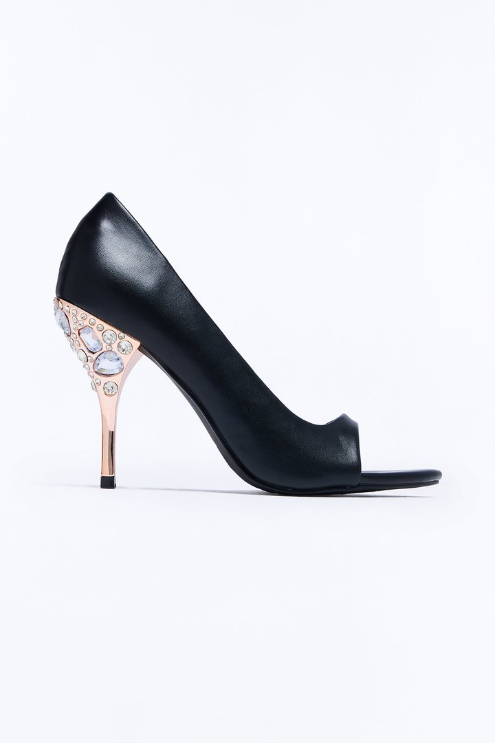Soiree Jewel Stiletto Pumps - Black