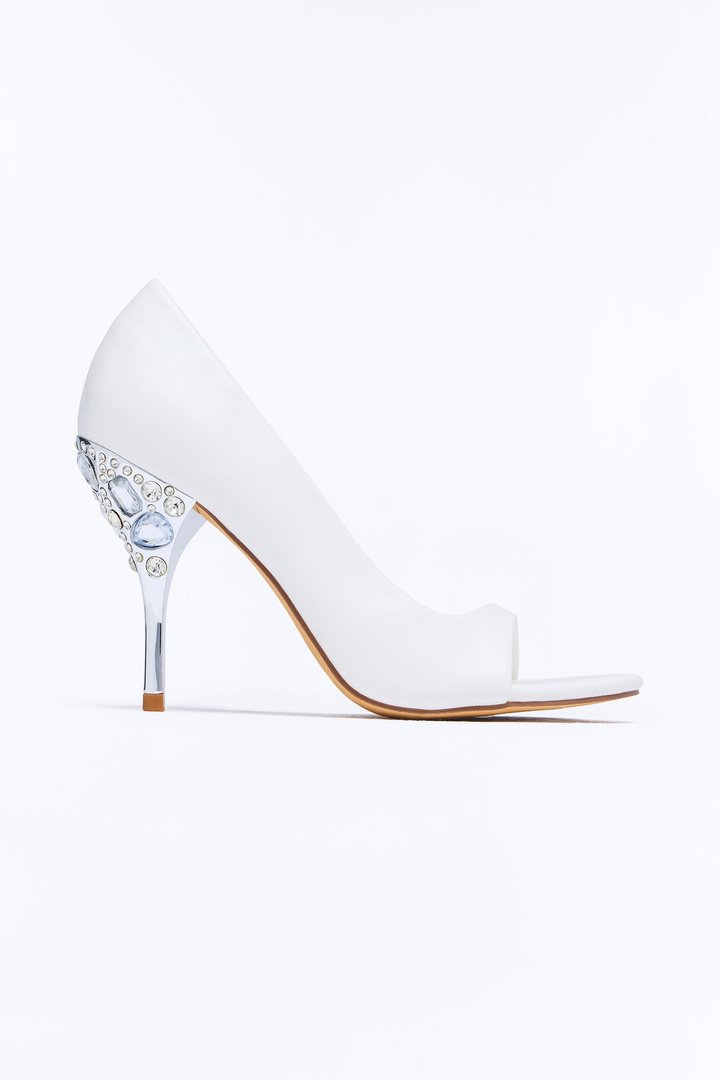 Soiree Jewel Stiletto Pumps - White