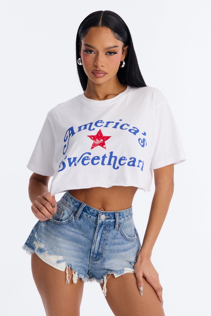 America's Sweetheart Forever Cropped Tee - White