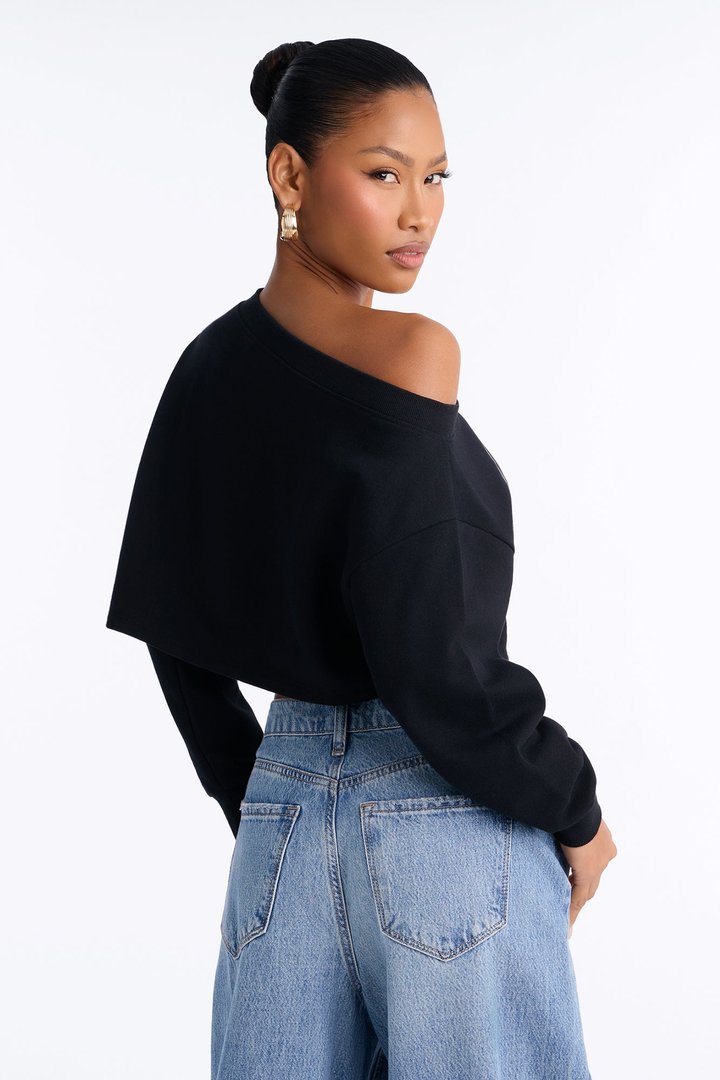 Always Blessed Cropped Sweatshirt - Black