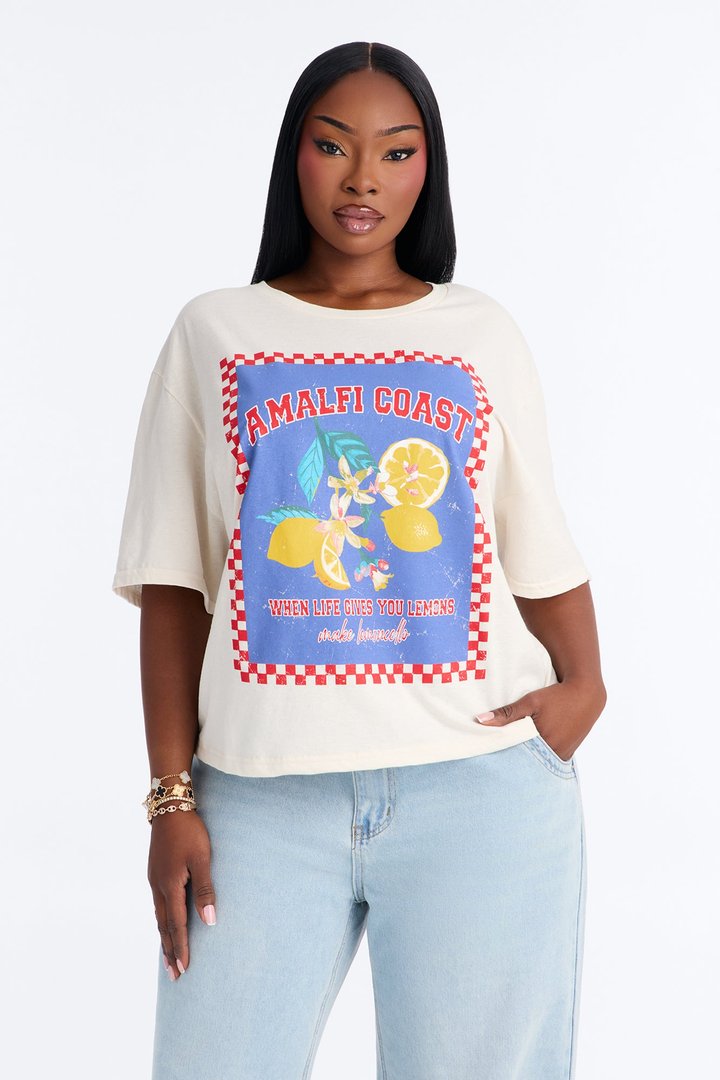 Postcard From Amalfi Washed T-Shirt - Cream