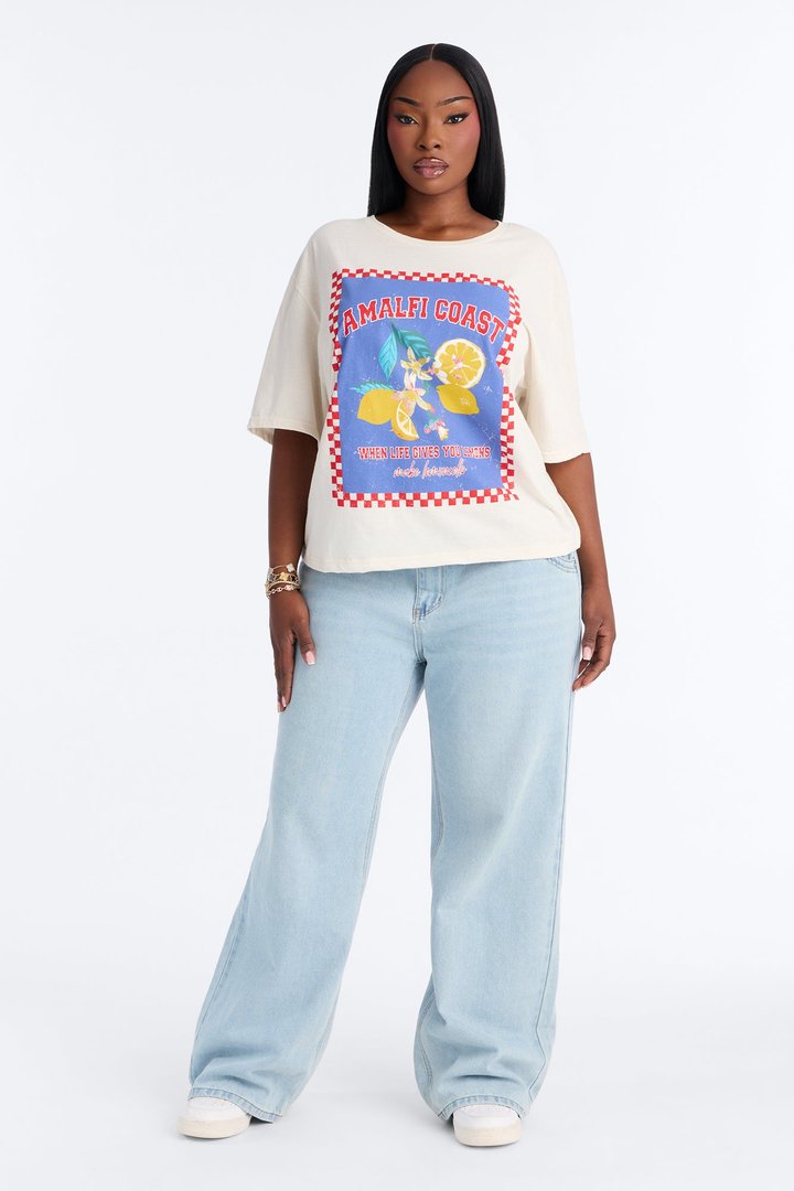 Postcard From Amalfi Washed T-Shirt - Cream