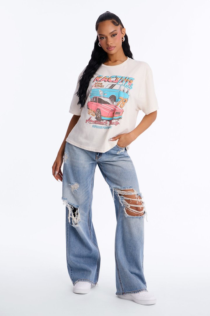 Racing Club Vintage Graphic Tee - Stone