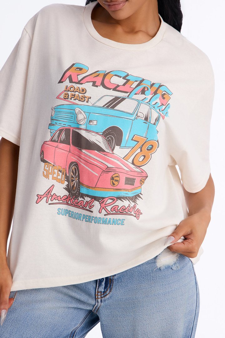 Racing Club Vintage Graphic Tee - Stone
