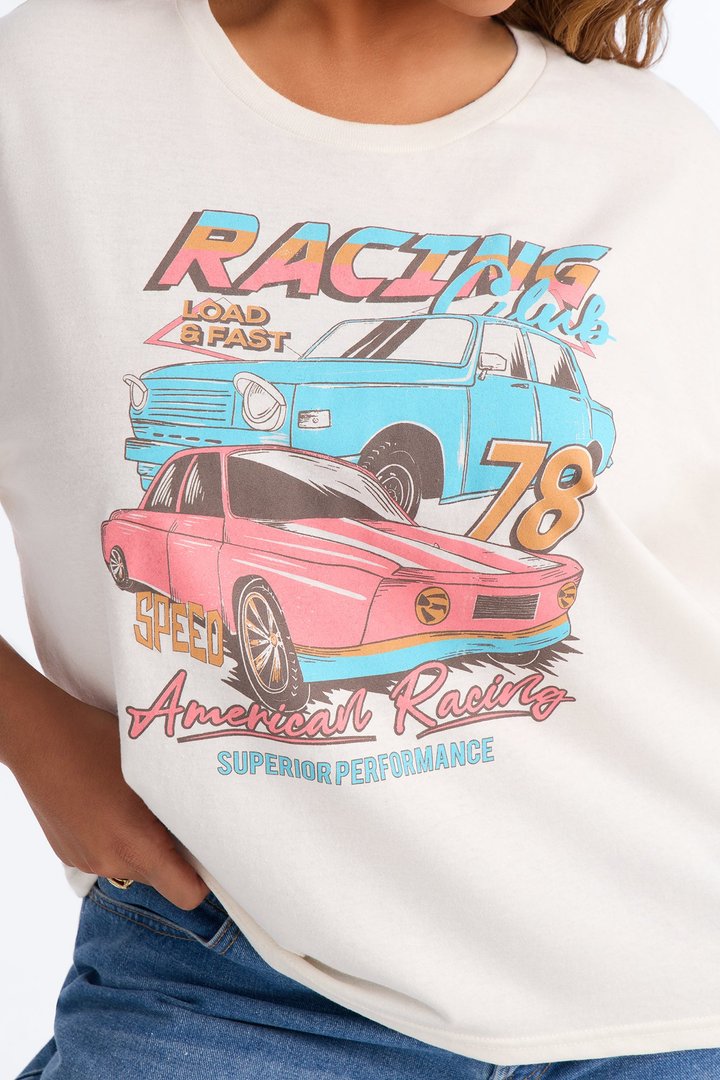 Racing Club Vintage Graphic Tee - Stone