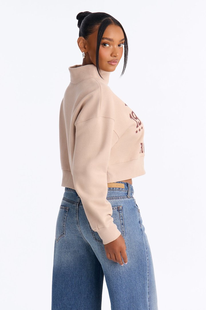 Manhattan 1981 Mock Neck Sweatshirt - Taupe