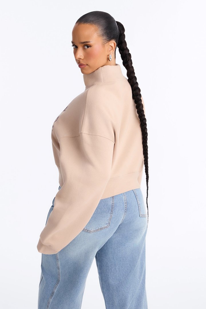 Manhattan 1981 Mock Neck Sweatshirt - Taupe