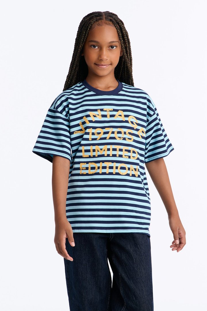 Mini Vintage Limited Edition Striped Tee - Blue