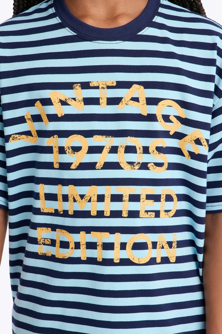 Mini Vintage Limited Edition Striped Tee - Blue