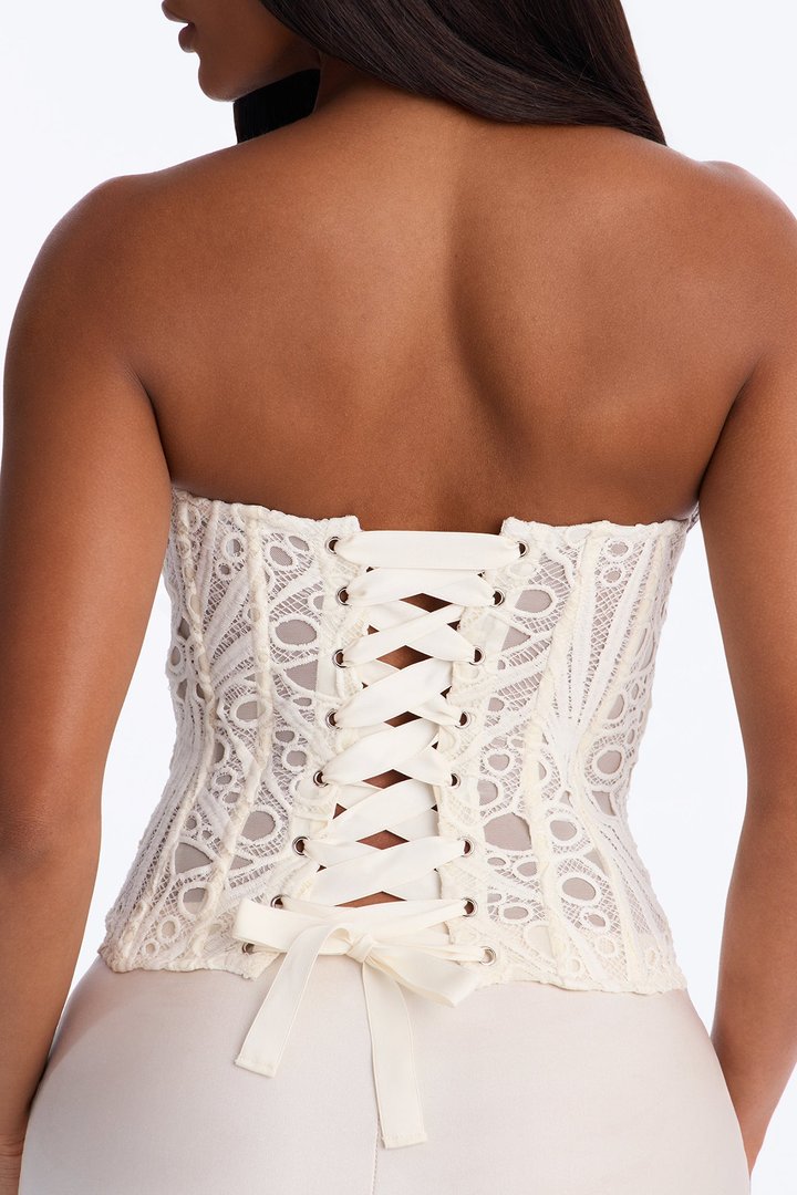 Salt Air Therapy Ombre Eyelet Corset - Ivory