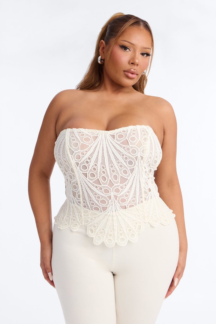 Salt Air Therapy Ombre Eyelet Corset - Ivory