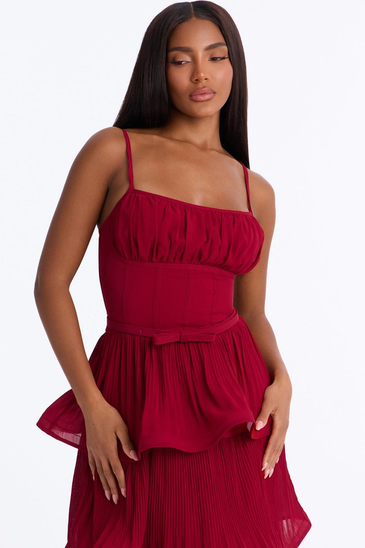 Lilia Tiered Midi Dress - Plum