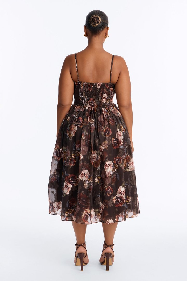 She's The Daydream Floral Midi Dress - Brown/combo