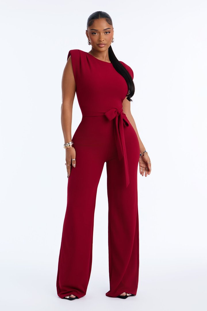 On Point Jumpsuit - Wine